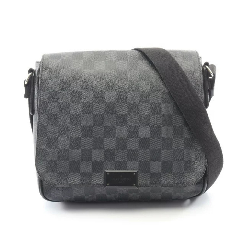 Louis Vuitton District Damier Canvas Leather Shoulder Bag Graphite Black